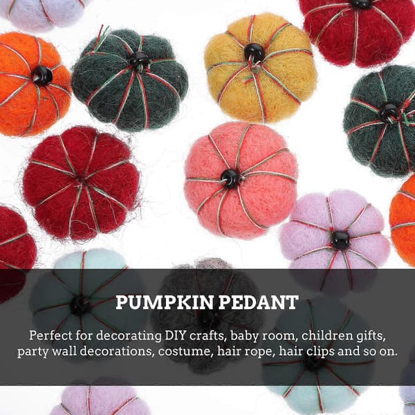 Assorterede farver uldfilt græskar-håndværk til dekoration 20 stk. Halloween-tilbehør (Peng)
