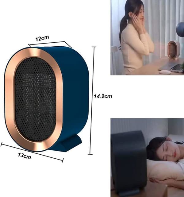 Mini keramisk blæservarmer, 800/1200W PTC elvarmer (blå) (Pe)