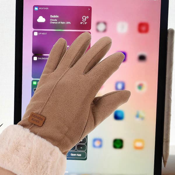 Pekskärmshandskar i velour för kvinnor, 1 par vinterhandskar för ridning (Peng)