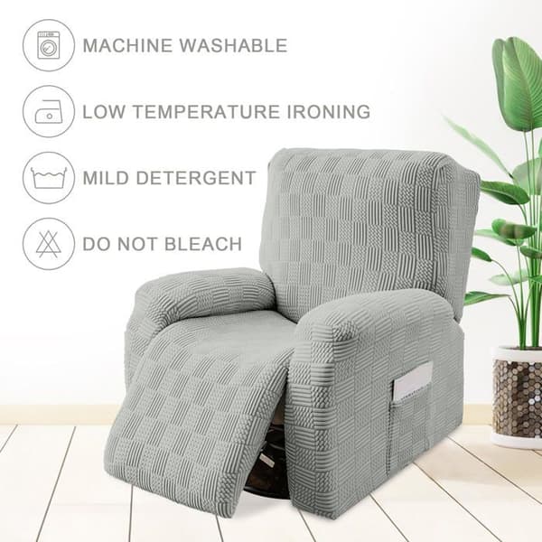 Töjbart 1-sitsigt överdrag för vilstol, komplett överdrag för elektrisk vilstol i polarfleece med ficka, grå (Pe)