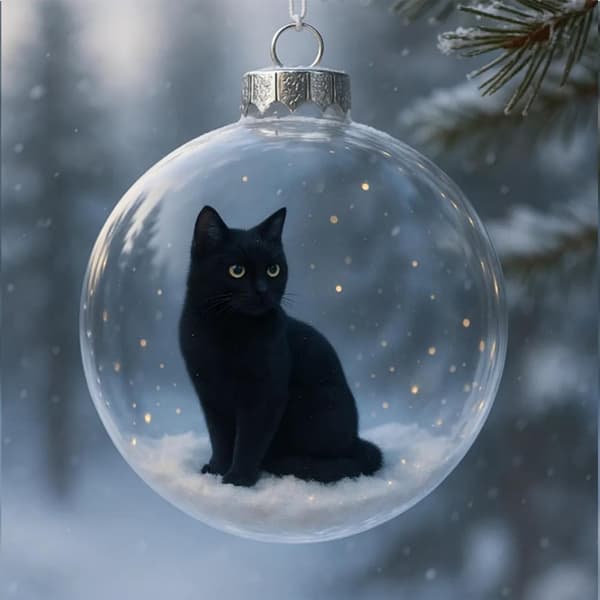 Julgranskula med 3D-kattberlock - Akryl (Pe)