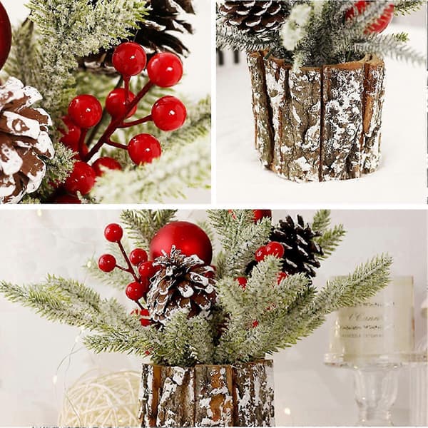 Mini-julgran julgran för skrivbord med snöeffekt (Peng)