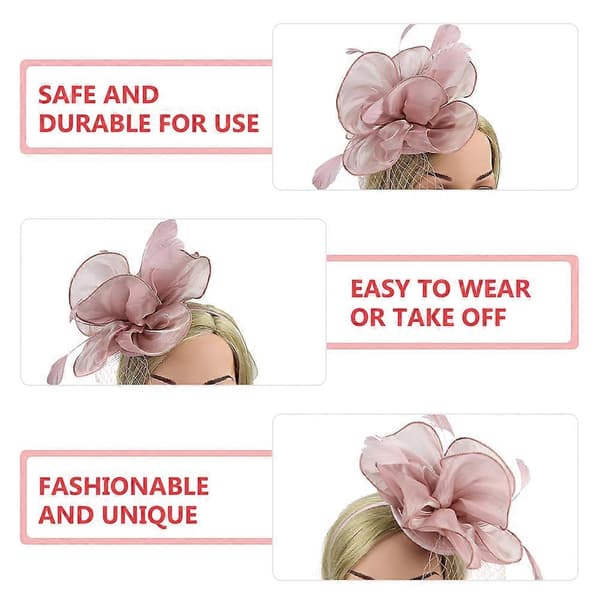 Rosa Fascinator-hatt blommig fascinator-hårband för tebjudning (Peng)