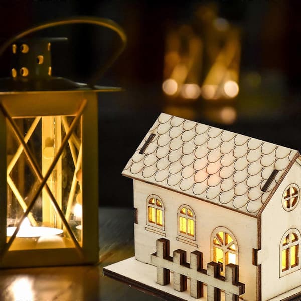 Jul Mini Lysande Hus Trädekoration för Jul 1 st (Peng)