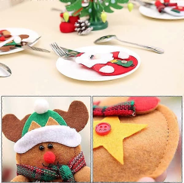 Bestickfickor med jultema (tomte och snögubbe) för dukningen (Peng)