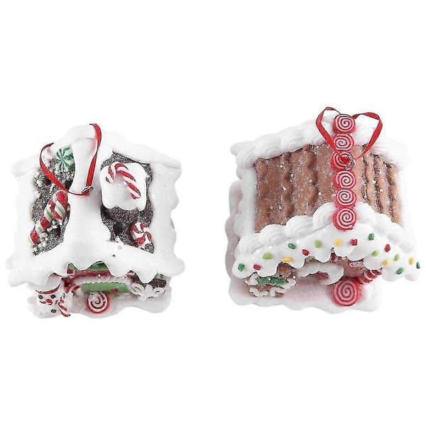 2 stk. jule-honningkagehus mini eventyrfigurer miniaturedekoration bordminiaturer julehuse (Peng)