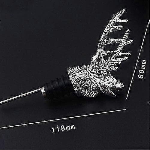 Vinhällare och flaskpropp i zinklegering, hjorthuvudform med läckagesäker propp (silver) 0619 (PE)