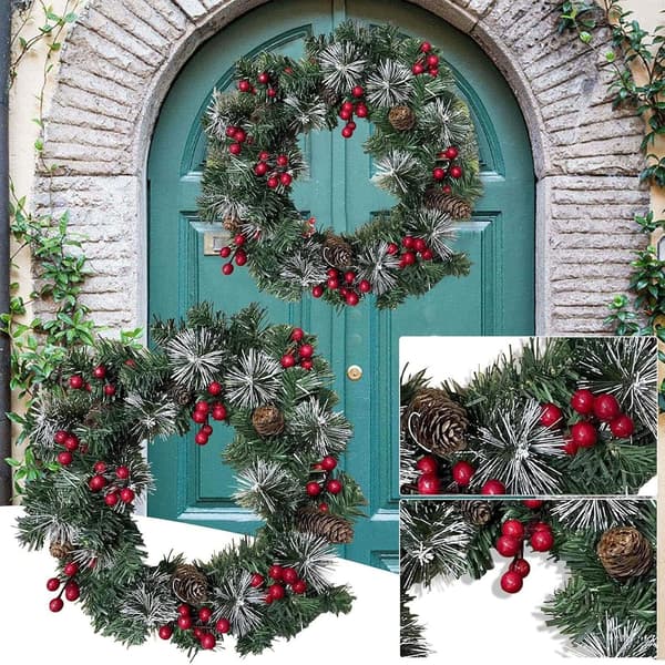 Julkrans med belysning, 40 cm diameter, festlig dekoration (Pe)