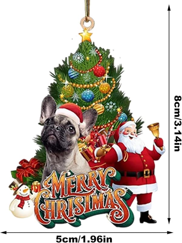 Hundprydnad med jultomten - Julgransdekoration, 10 cm (Pe)