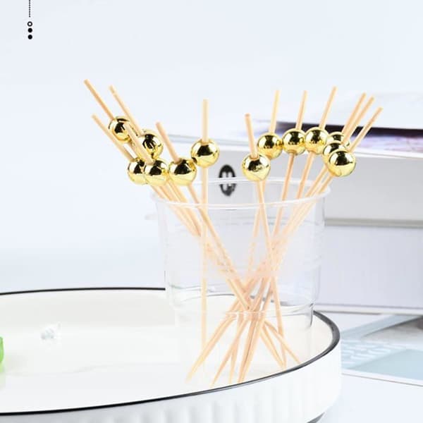 Bambu Pärl Cocktailpinnar - Förpackning med 100, 12 cm - Eleganta Aptitretare Tandpetare - Bröllop Jul Ingen (Pe)