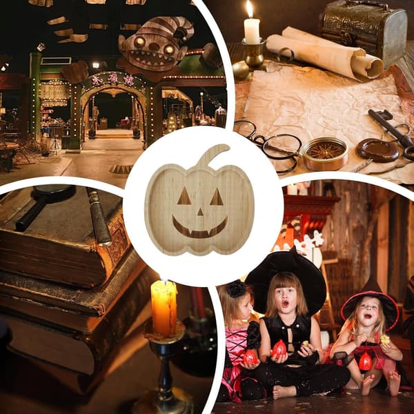Pumpa serveringsbräda i trä med dekorativa skålar för Halloween-snacks (Pe)