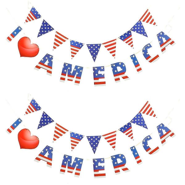Amerikansk självständighetsdag vimpelbanner festdekoration 2-pack (Peng)