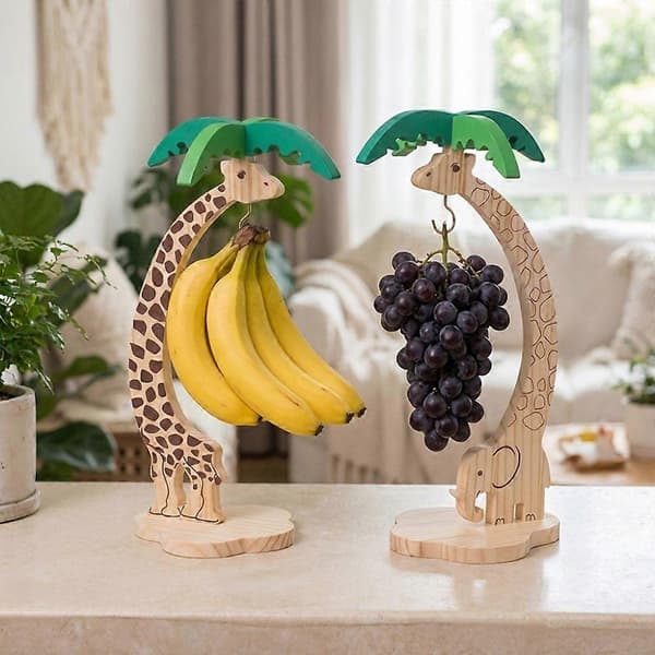 Bananhängare i trä med simulerat palmblad (Peng) Style C