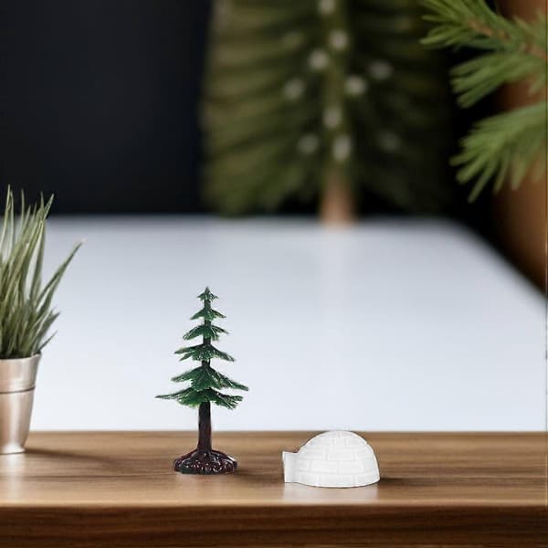 Mini kunstige juletræer og mini-iglo-håndværk til boligindretning 18 stk. (Peng)