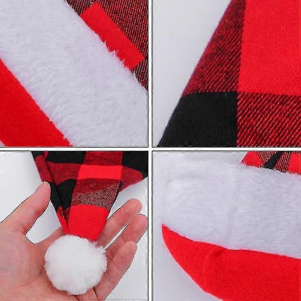 Juldekoration rutig julmössa juldekoration vuxenmössa modemössa (Peng) Red Plaid