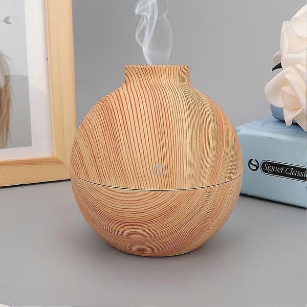 130ml USB LED Mini Eterisk Oljediffusor Kontorsskrivbord Luftfuktare (Peng) Light Wood