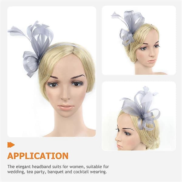 Grått fascinator-hårband för damer till tebjudning (Peng) Grey 20X18X3CM