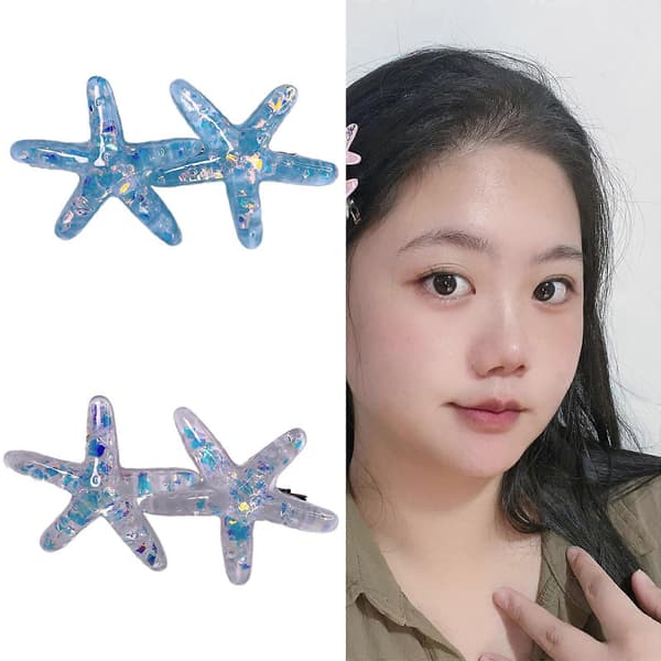 Sød hårklemme med havtema og søstjerner, hårpynt til kvinder, håraccessories til fest og daglig brug, blå (Peng) Blue
