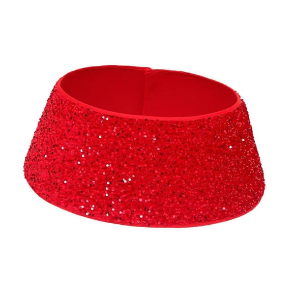 Juletræsfodskjuler Julepynt Julefest Dekoration Glitrende (Peng) Red L