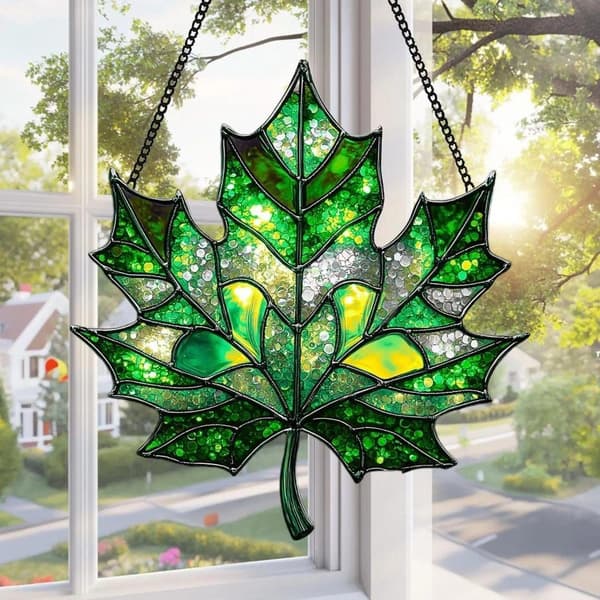 Tacksägelse Suncatcher Fönsterdekoration - Glas Konstverk Set om 2 (Pe)