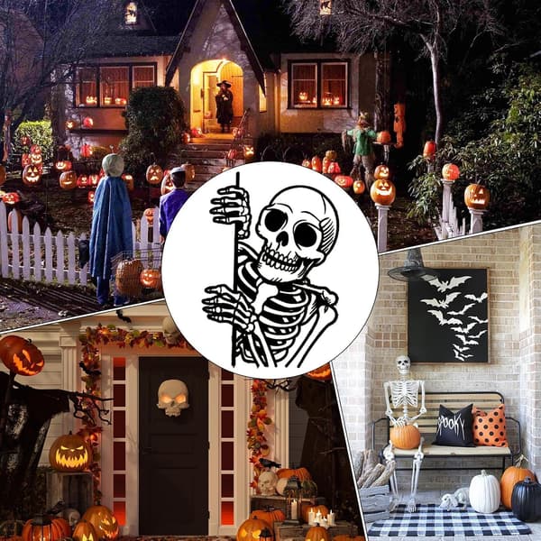 Halloween Trädgårdsdekorationer i Metall Roliga Skyltar Sidoblick (Pe)