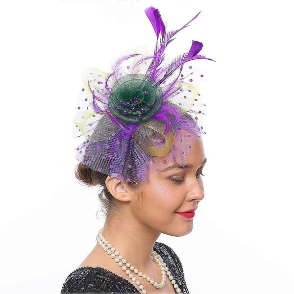 Fascinator-hatt för dam till tebjudning med fjäderdiadem (Peng)