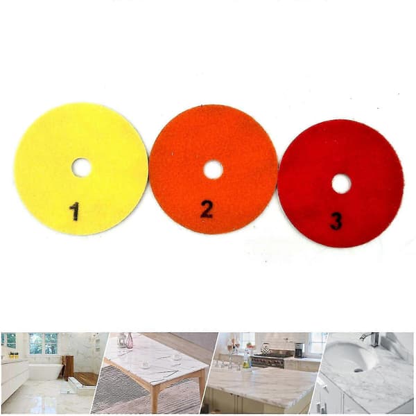 3st/set 100mm Torra/våta 3-stegs polerplattor Granitpoleringsverktyg (PE)