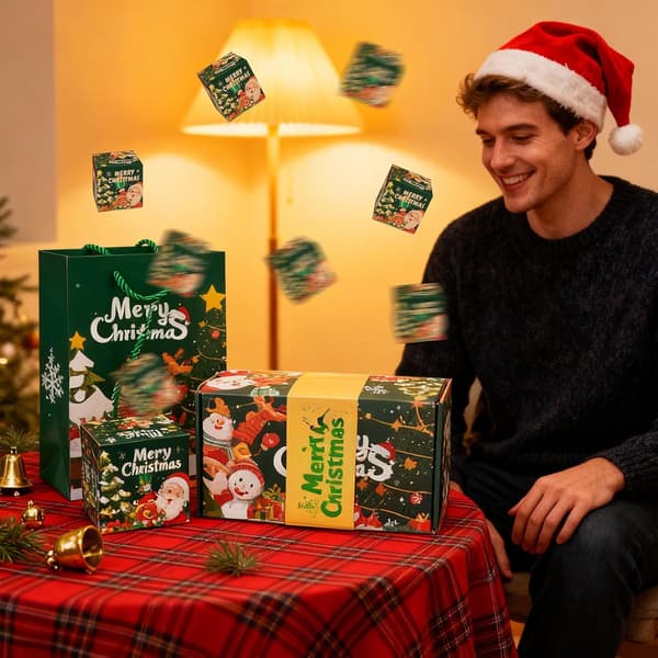 Julemandens pengekasse, rød, rummer op til 50 £ (Pe)