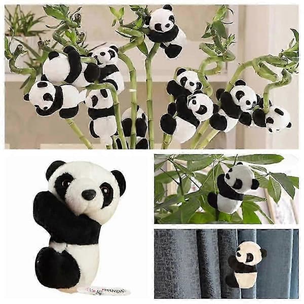 Sød Panda Dukke Plys Mini Pottet Muppets Klemme Tilbehør Gardin (Peng) 6pcs
