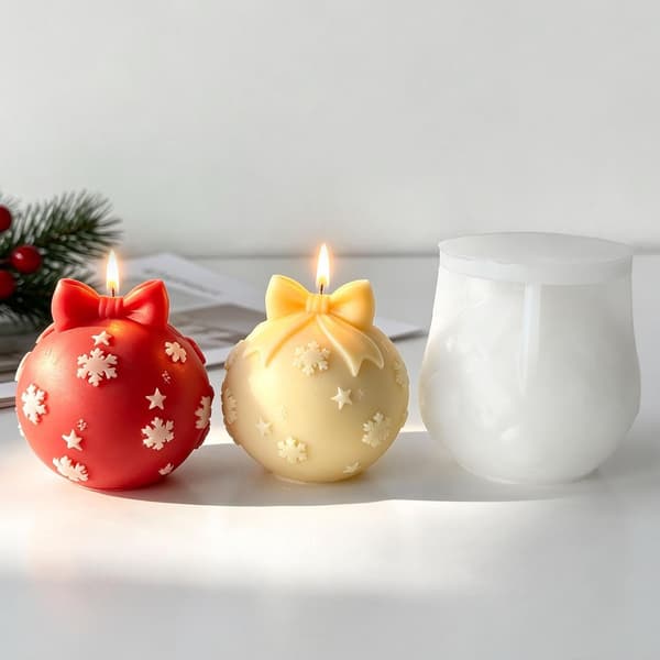 Julgranskula-formad ljusform med rosett - Silikon snöglob DIY-kit (Pe)