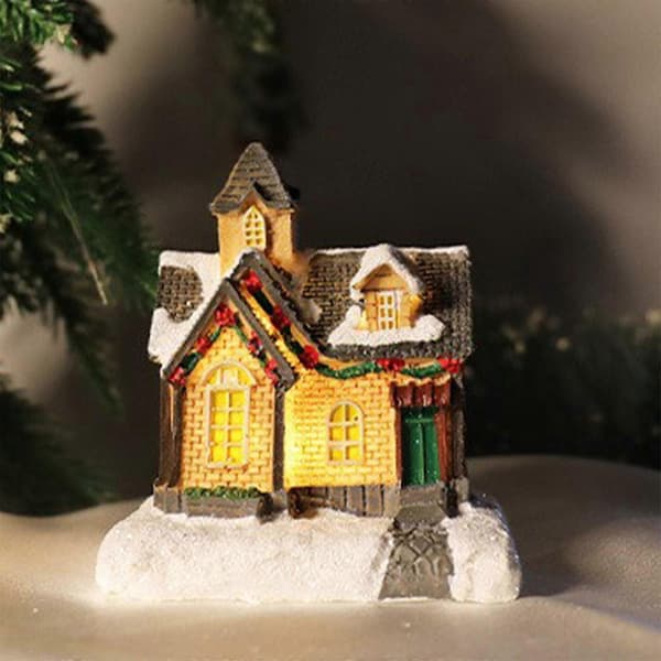 Julby hus miniatyr pepparkakshus figur jul samlarobjekt byggnader med LED-ljus jul B (Peng) B