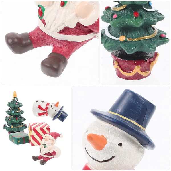 Julefigurer i harpiks miniature til dekoration 4 stk. samling (Peng)