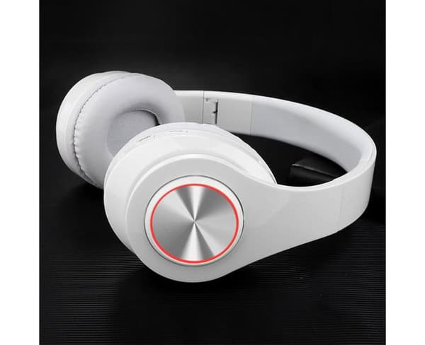 Hvide Bluetooth-hovedtelefoner Trådløse On-Ear-hovedtelefoner med mikrofon (Pe)