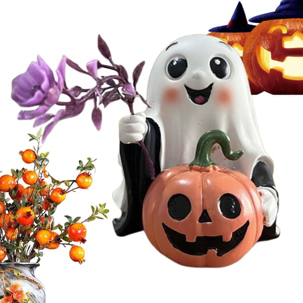 Fantasyharpiksstatue med græskar - Skrivebordsdekoration til Halloween (Pe)