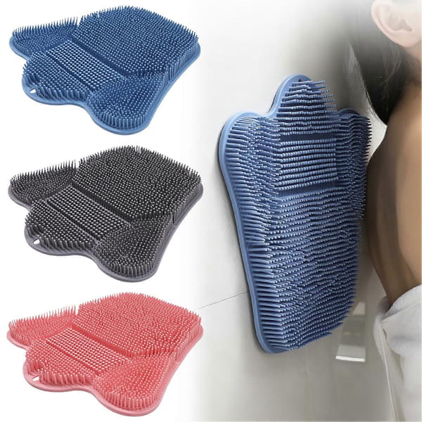 Duschmatta för fötter, ryggskrubbare för lata dagar, väggmonterad kroppsskrubbare (Peng) Blue