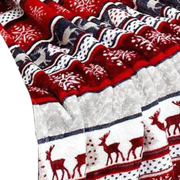 Julfilt i flanell, djur och växter, varma mysiga plädar (Pe)