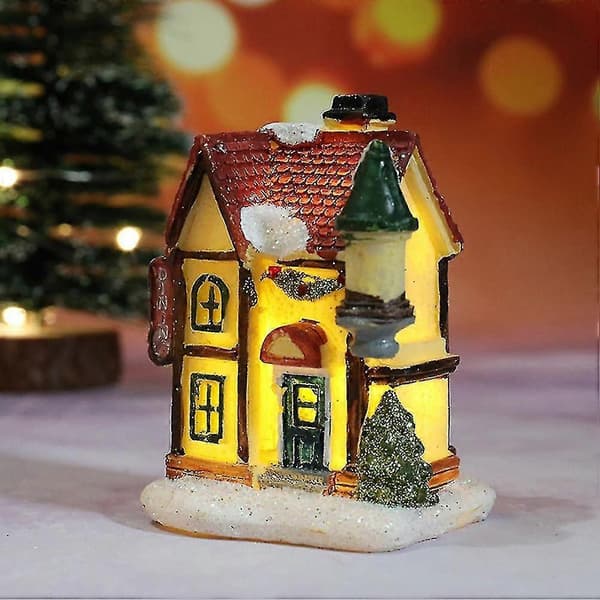 LED Julehus i harpiks Julepynt Harpiks Julelandsby Hus By til julegaver (Peng)