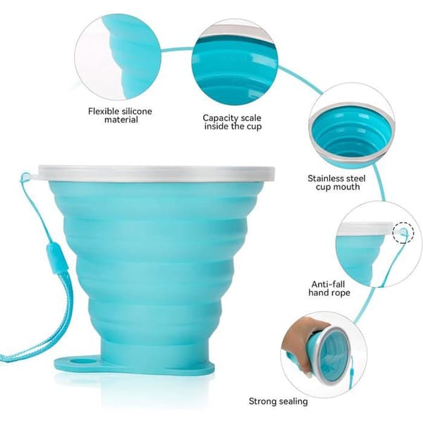 2 STK Sammenklappelige Silikonekopper, Rejsekopper, Lufttætte Plastiklåg til Picnics, Camping, 270ml (Pe)