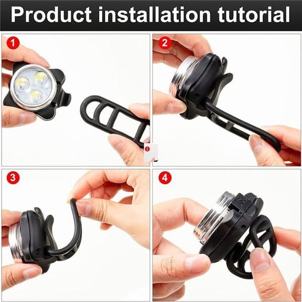 Lotda 4 USB-ladattavat etu- ja takavalot LED-pyöräilyyn yöllä (Pe)