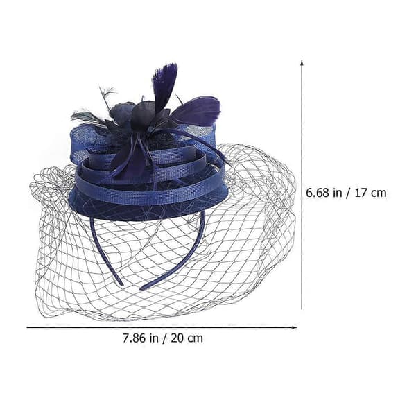 Marinblått fascinator-hårband för kvinnor, håraccessoar för tebjudning, 2 st (Peng)