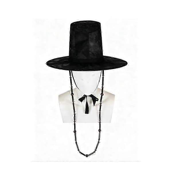 Jinu Hat Dynasty Black Halloween Hats Hunter Jinu Cap med perlekæde til Idol Rollespilshuer Halloween Scene (PE)