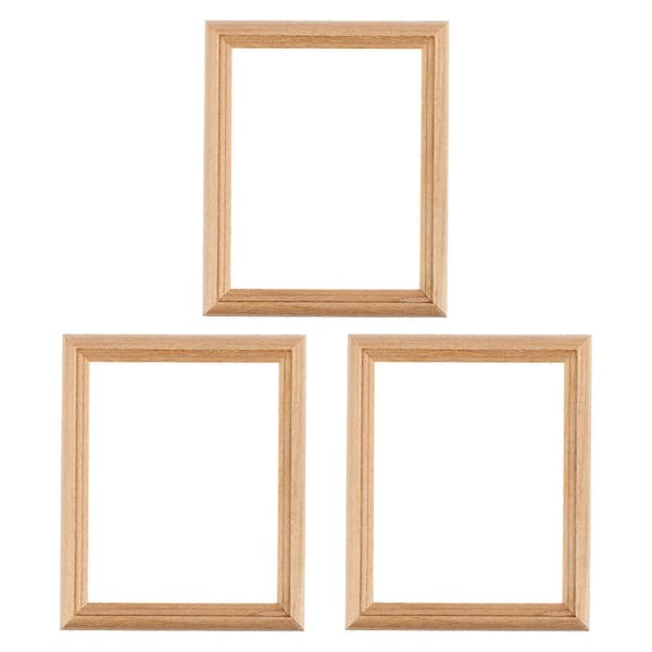 Miniatyr fotoram i trä för dockskåp, dekorativ modell, 3-pack (Peng)