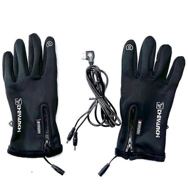 USB-elektriska uppvärmda handskar vintervarma vantar halkfria pekskärmscykelhandskar (Peng) Black Temperature Control