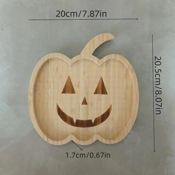 Pumpa serveringsbräda i trä med dekorativa skålar för Halloween-snacks (Pe)