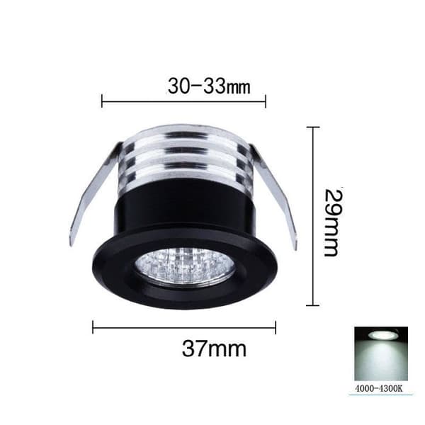 Mini upotettavat LED-kohdevalot - YYV - 4 kpl:n pakkaus - 3W - Neutraali valo - Musta (Pe)