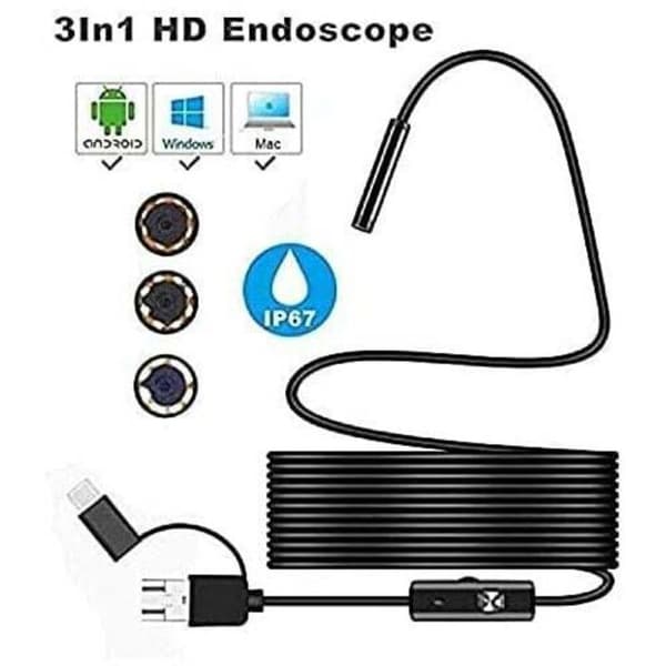 Vedenpitävä USB-tarkastuskamera, 2,0 MP IP67 -endoskooppi, 8 säädettävällä LED-valolla, Androidille ja PC:lle ENEVAOCT (Pe)