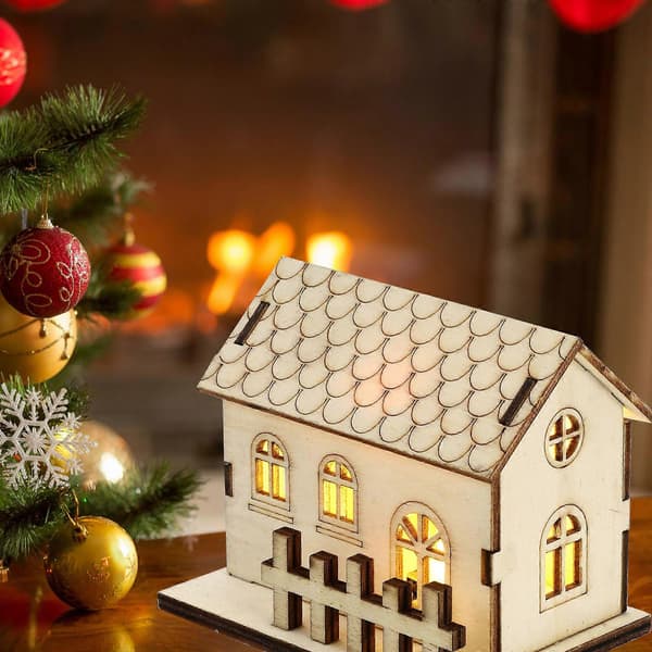 Jul Mini Lysande Hus Trädekoration för Jul 1 st (Peng)
