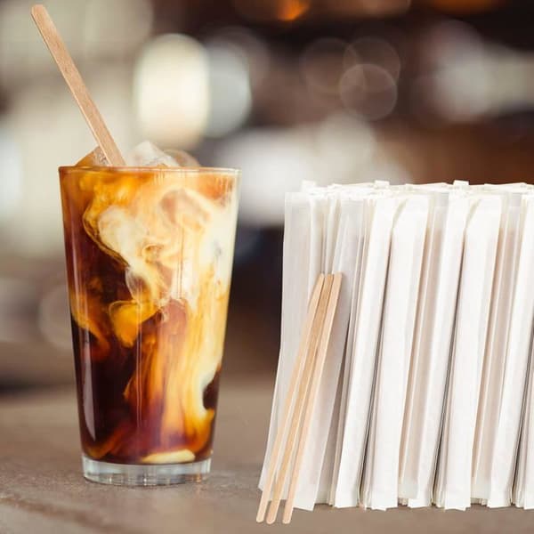 5,5\" Trækaffepinde - 500 Stykker - Individuelt Indpakket, Engangs - Miljøvenlige Kaffe Cocktailpinde (Pe)