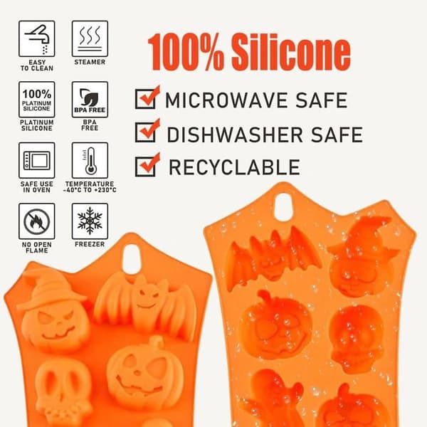 Set med 2 Halloween-pumpa höst-silikonformar, hembakning (Ingen) (Pe)