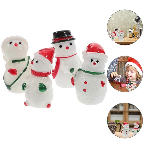 Snögubbe-figur i harts miniatyr snögubbe heminredning 8-pack (Peng)